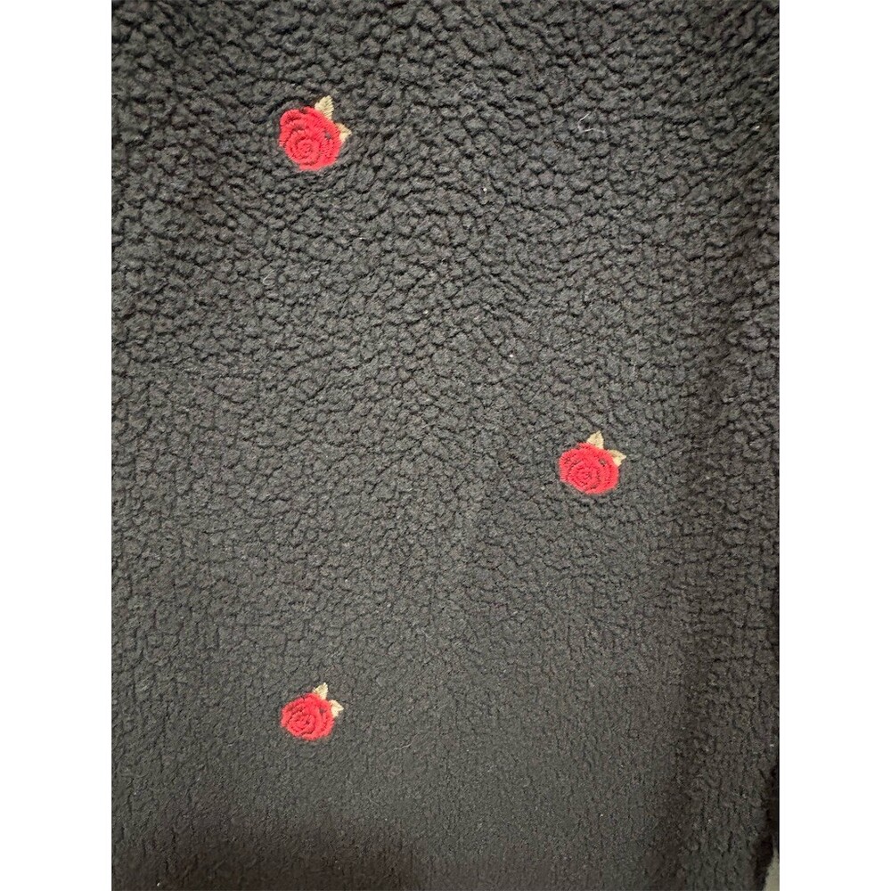 Victoria's Secret PINK Jogger Sweatpants Womens M Black Red Rose Print - Picture 4 of 8